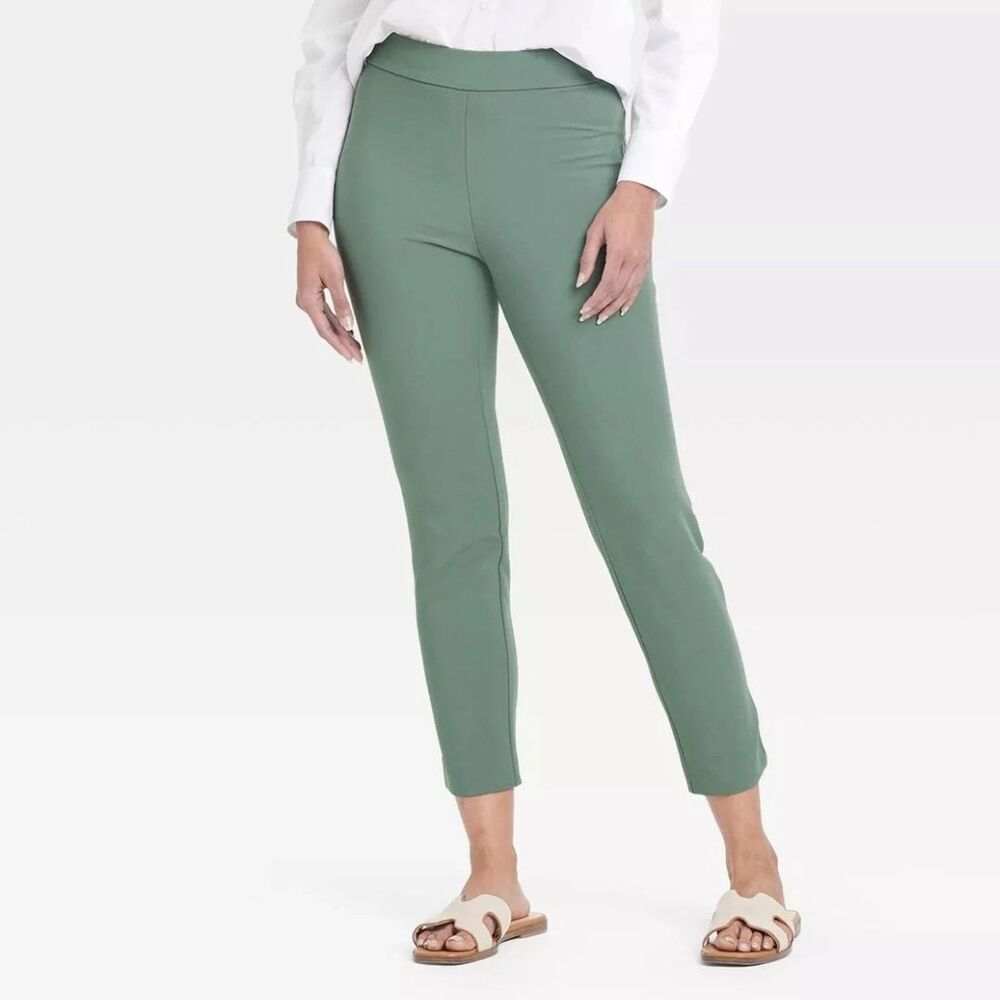 Women's High-Rise Skinny Ankle Pull-On Pants - A New Day Olive 6